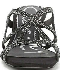 Circus NY by Sam Edelman Justine Rhinestone Satin Strappy Dress Slide Sandals