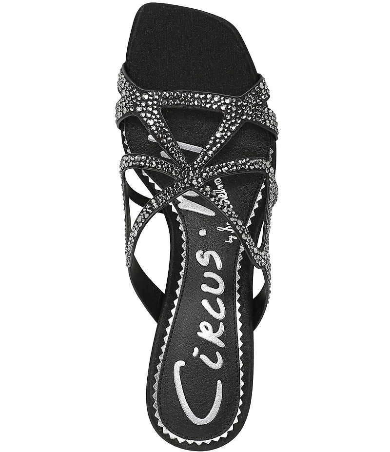 Circus NY by Sam Edelman Justine Rhinestone Satin Strappy Dress Slide Sandals