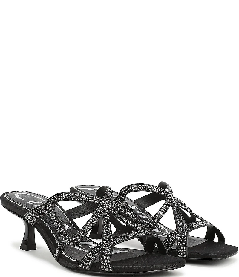 Circus NY by Sam Edelman Justine Rhinestone Satin Strappy Dress Slide Sandals