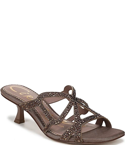 Circus NY by Sam Edelman Justine Rhinestone Satin Strappy Dress Slide Sandals