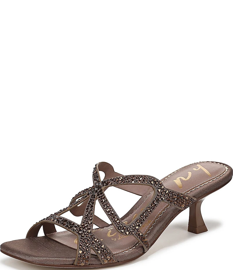 Circus NY by Sam Edelman Justine Rhinestone Satin Strappy Dress Slide Sandals