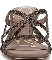 Circus NY by Sam Edelman Justine Rhinestone Satin Strappy Dress Slide Sandals