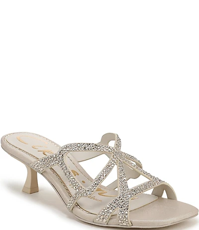 Circus NY by Sam Edelman Justine Rhinestone Satin Strappy Dress Slide Sandals