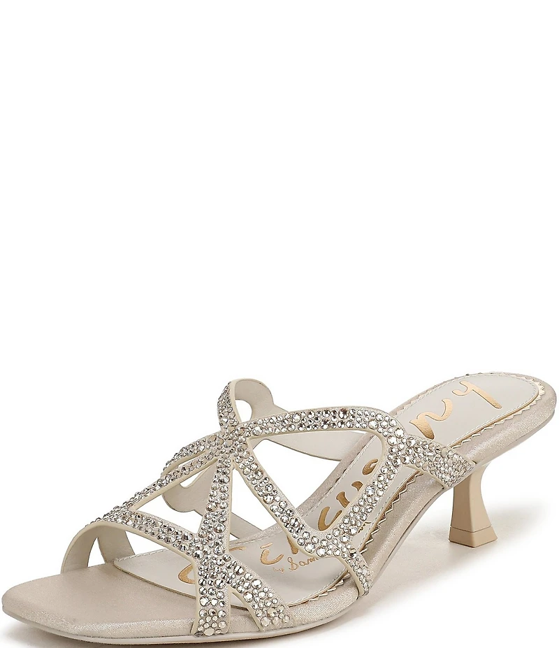 Circus NY by Sam Edelman Justine Rhinestone Satin Strappy Dress Slide Sandals