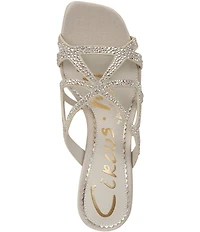 Circus NY by Sam Edelman Justine Rhinestone Satin Strappy Dress Slide Sandals