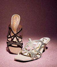 Circus NY by Sam Edelman Justine Rhinestone Satin Strappy Dress Slide Sandals