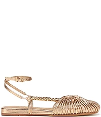 Circus NY by Sam Edelman Kassie Metallic Woven Beaded Ankle Strap Flat Sandals