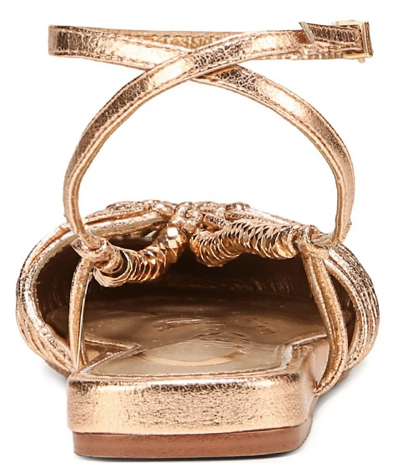 Circus NY by Sam Edelman Kassie Metallic Woven Beaded Ankle Strap Flat Sandals