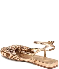 Circus NY by Sam Edelman Kassie Metallic Woven Beaded Ankle Strap Flat Sandals