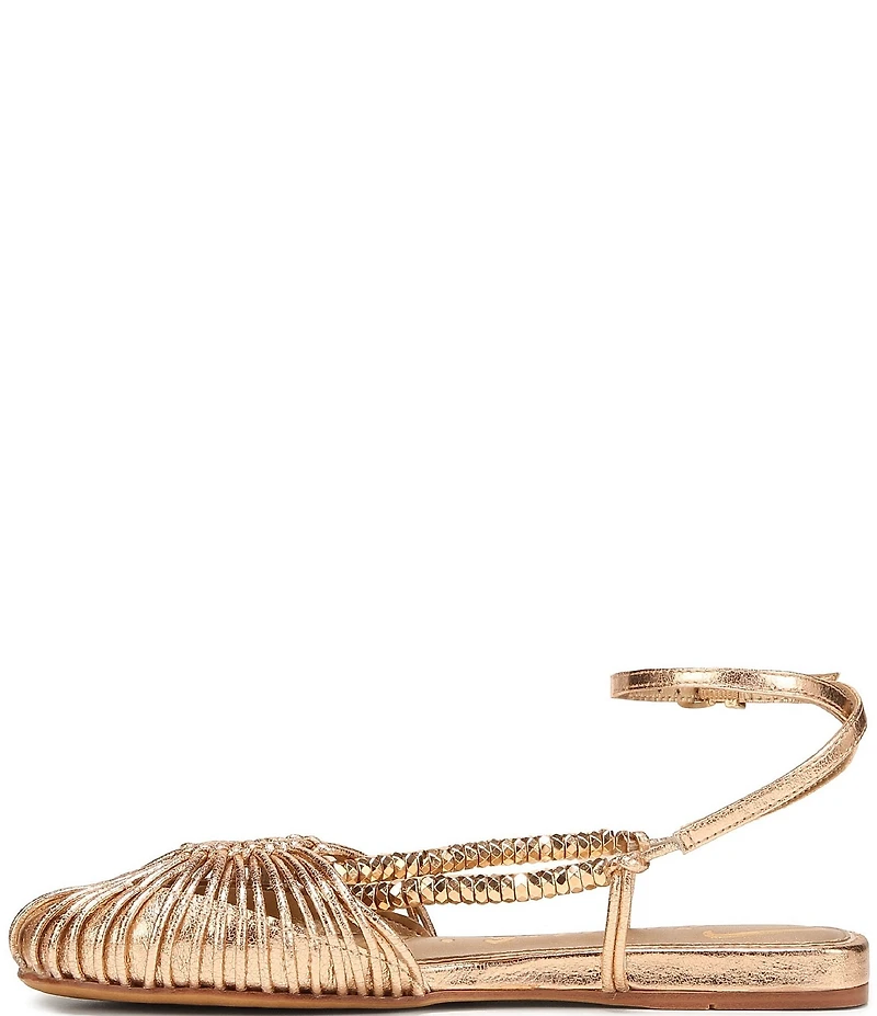 Circus NY by Sam Edelman Kassie Metallic Woven Beaded Ankle Strap Flat Sandals