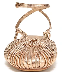 Circus NY by Sam Edelman Kassie Metallic Woven Beaded Ankle Strap Flat Sandals