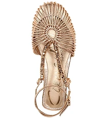 Circus NY by Sam Edelman Kassie Metallic Woven Beaded Ankle Strap Flat Sandals