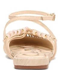 Circus NY by Sam Edelman Kassie Woven Leather Beaded Ankle Strap Flat Sandals