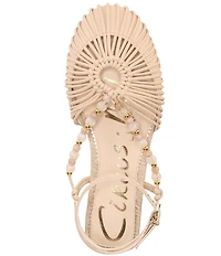 Circus NY by Sam Edelman Kassie Woven Leather Beaded Ankle Strap Flat Sandals