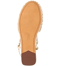 Circus NY by Sam Edelman Kassie Woven Leather Beaded Ankle Strap Flat Sandals