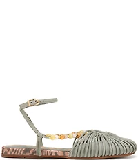 Circus NY by Sam Edelman Kassie Woven Suede Beaded Ankle Strap Flat Sandals