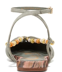Circus NY by Sam Edelman Kassie Woven Suede Beaded Ankle Strap Flat Sandals