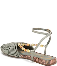 Circus NY by Sam Edelman Kassie Woven Suede Beaded Ankle Strap Flat Sandals
