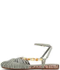 Circus NY by Sam Edelman Kassie Woven Suede Beaded Ankle Strap Flat Sandals