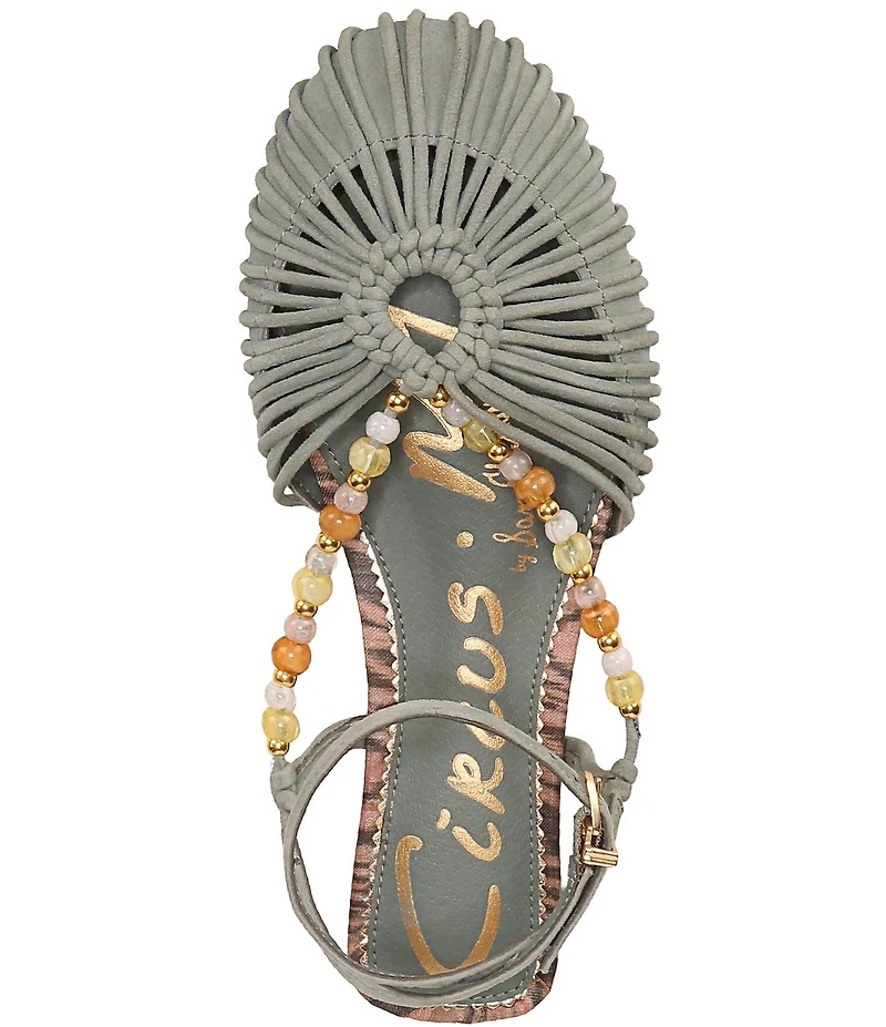 Circus NY by Sam Edelman Kassie Woven Suede Beaded Ankle Strap Flat Sandals