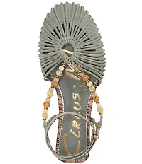 Circus NY by Sam Edelman Kassie Woven Suede Beaded Ankle Strap Flat Sandals