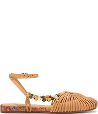 Circus NY by Sam Edelman Kassie Woven Suede Beaded Ankle Strap Flat Sandals