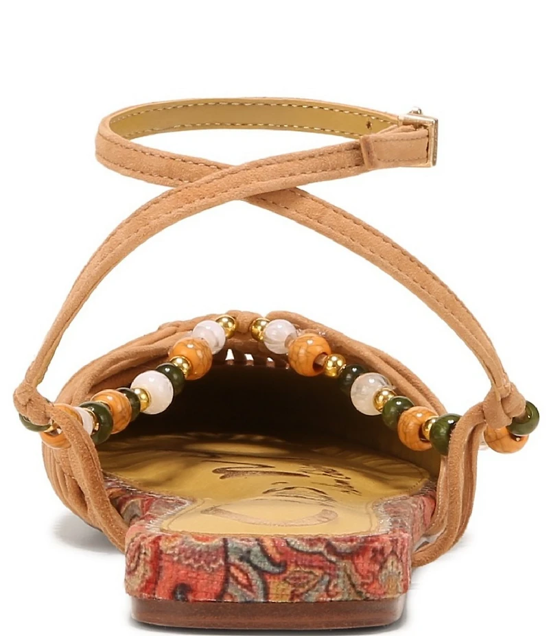 Circus NY by Sam Edelman Kassie Woven Suede Beaded Ankle Strap Flat Sandals