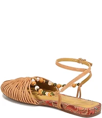 Circus NY by Sam Edelman Kassie Woven Suede Beaded Ankle Strap Flat Sandals