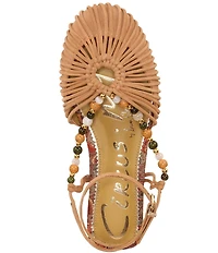 Circus NY by Sam Edelman Kassie Woven Suede Beaded Ankle Strap Flat Sandals