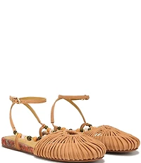 Circus NY by Sam Edelman Kassie Woven Suede Beaded Ankle Strap Flat Sandals
