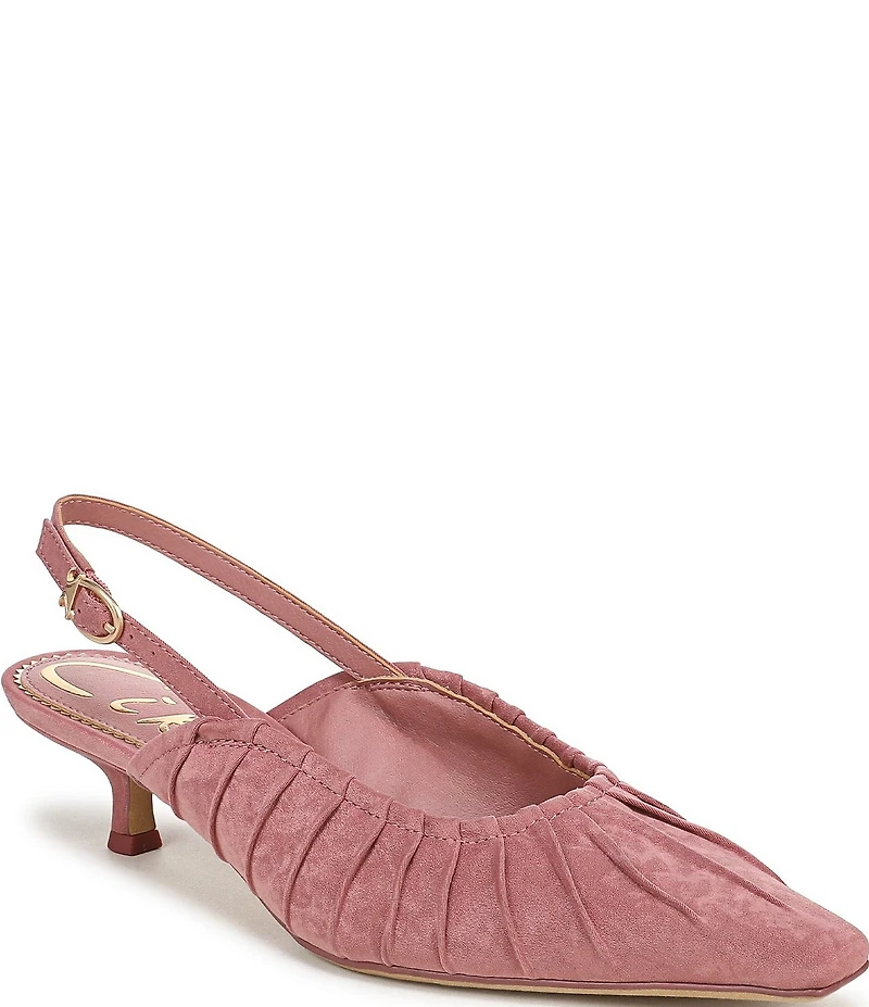 Circus NY by Sam Edelman Katia Ruched Suede Slingback Kitten Heel Pumps