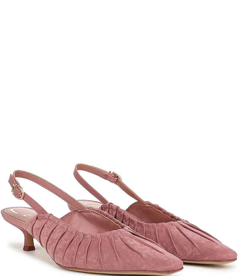 Circus NY by Sam Edelman Katia Ruched Suede Slingback Kitten Heel Pumps