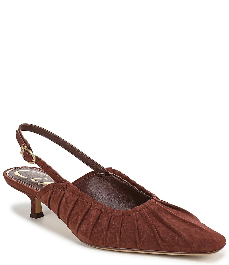 Circus NY by Sam Edelman Katia Ruched Suede Slingback Kitten Heel Pumps