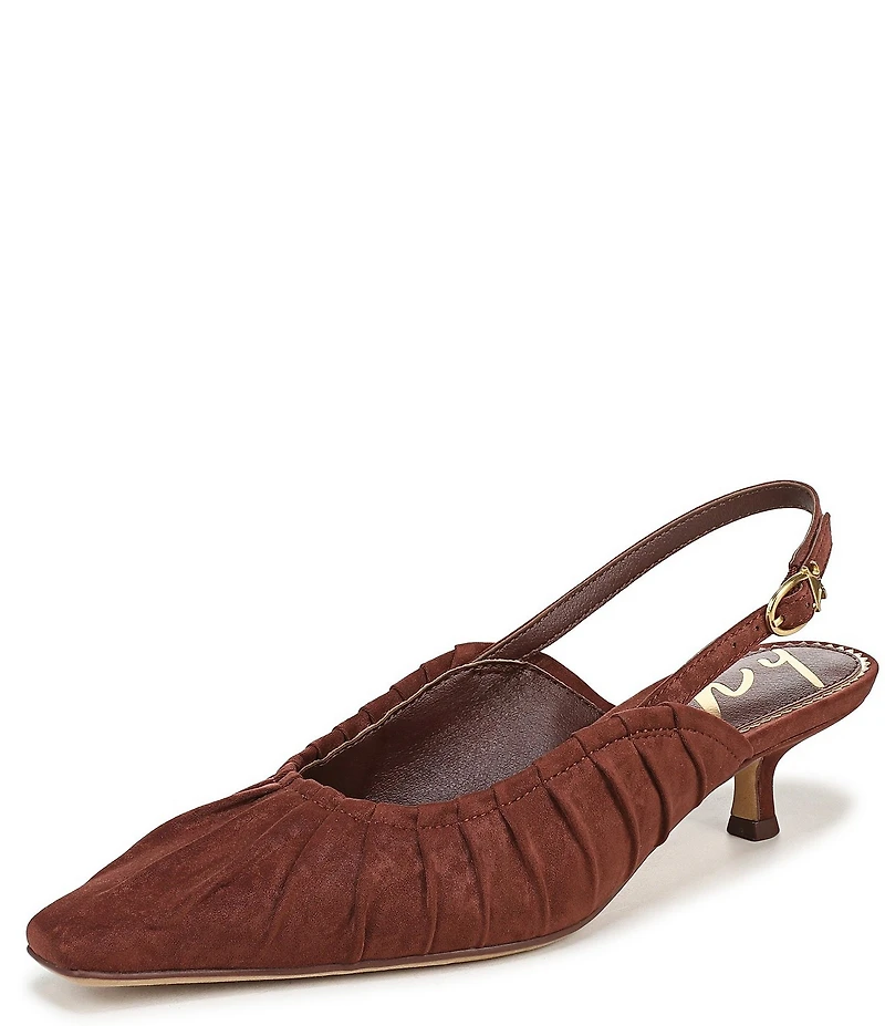 Circus NY by Sam Edelman Katia Ruched Suede Slingback Kitten Heel Pumps