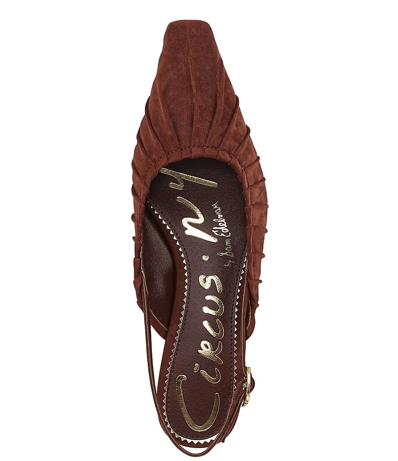 Circus NY by Sam Edelman Katia Ruched Suede Slingback Kitten Heel Pumps