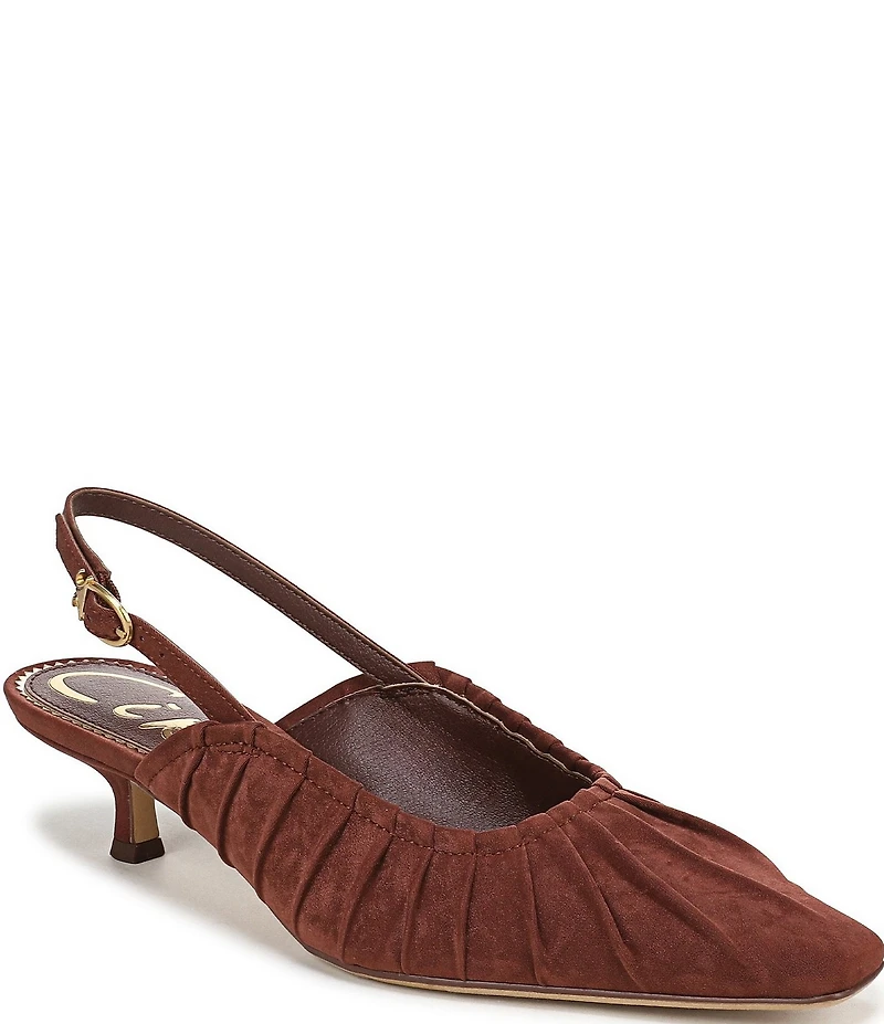 Circus NY by Sam Edelman Katia Ruched Suede Slingback Kitten Heel Pumps