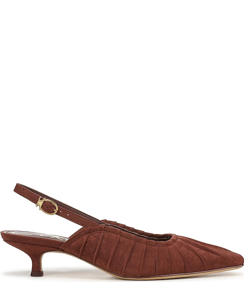 Circus NY by Sam Edelman Katia Ruched Suede Slingback Kitten Heel Pumps