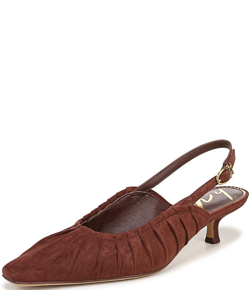 Circus NY by Sam Edelman Katia Ruched Suede Slingback Kitten Heel Pumps