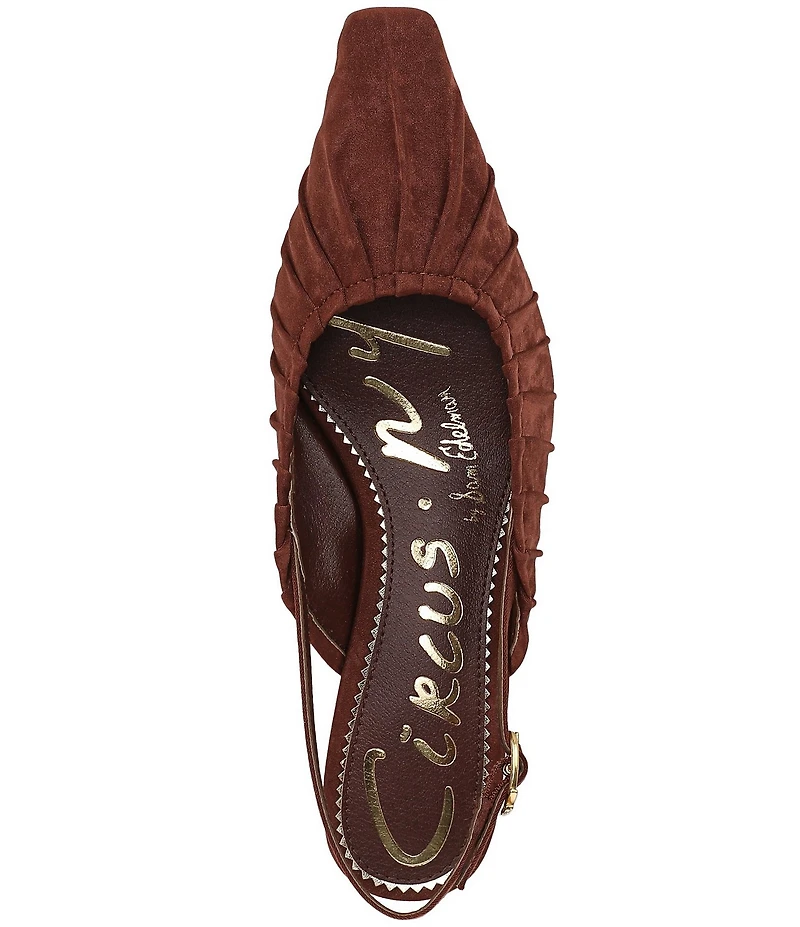 Circus NY by Sam Edelman Katia Ruched Suede Slingback Kitten Heel Pumps