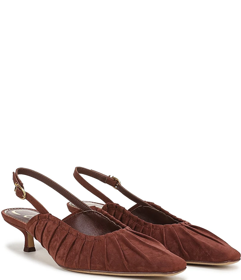 Circus NY by Sam Edelman Katia Ruched Suede Slingback Kitten Heel Pumps