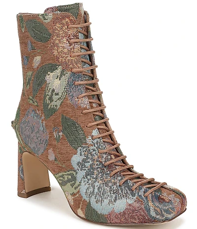 Circus NY by Sam Edelman Kendra Tapestry Floral Fabric Lace Up Dress Booties