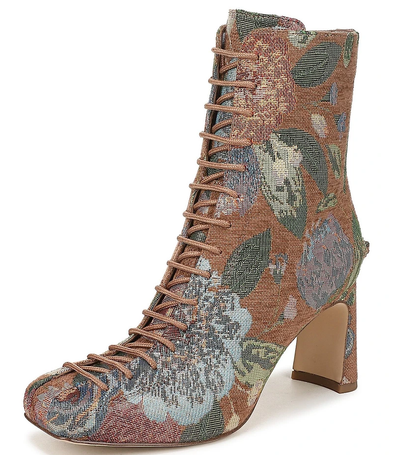Circus NY by Sam Edelman Kendra Tapestry Floral Fabric Lace Up Dress Booties