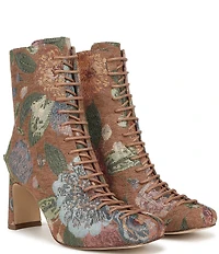 Circus NY by Sam Edelman Kendra Tapestry Floral Fabric Lace Up Dress Booties
