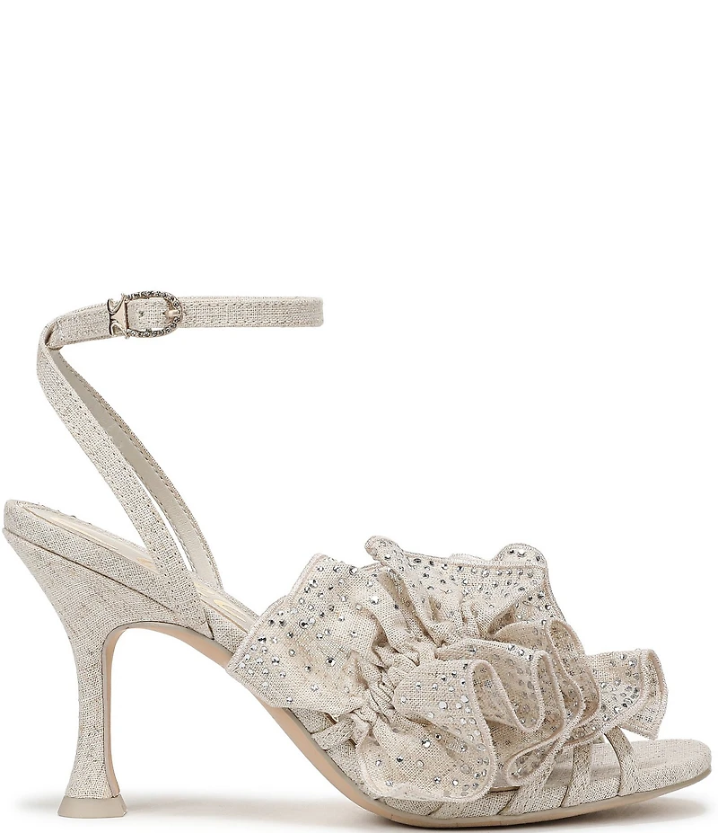 Circus NY by Sam Edelman Lucille Burlap Embellished Ruffle Ankle Strap Dress Pumps