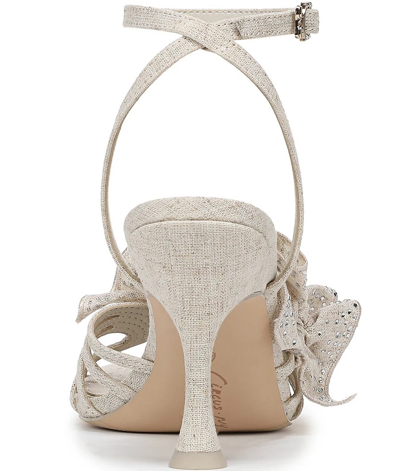 Circus NY by Sam Edelman Lucille Burlap Embellished Ruffle Ankle Strap Dress Pumps