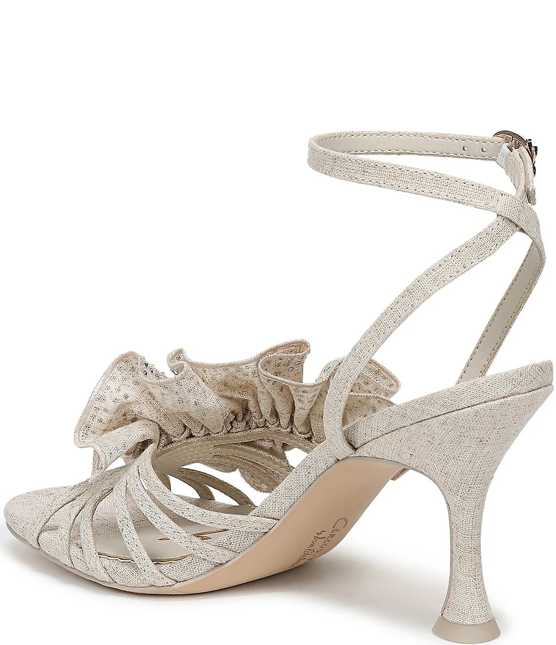 Circus NY by Sam Edelman Lucille Burlap Embellished Ruffle Ankle Strap Dress Pumps