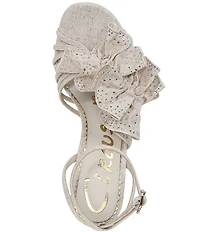 Circus NY by Sam Edelman Lucille Burlap Embellished Ruffle Ankle Strap Dress Pumps