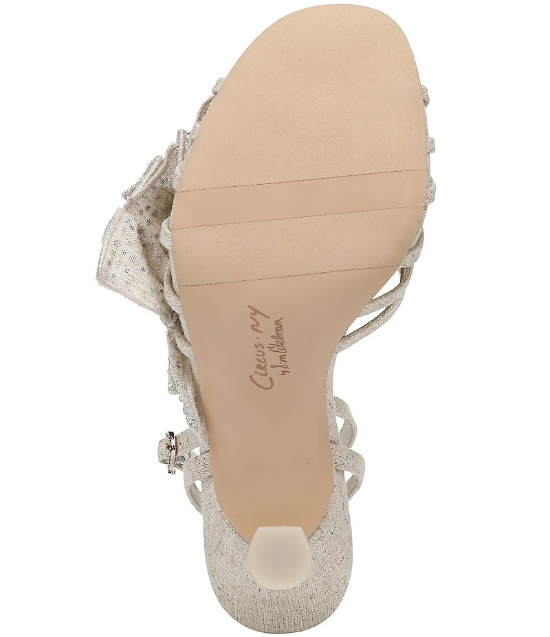 Circus NY by Sam Edelman Lucille Burlap Embellished Ruffle Ankle Strap Dress Pumps