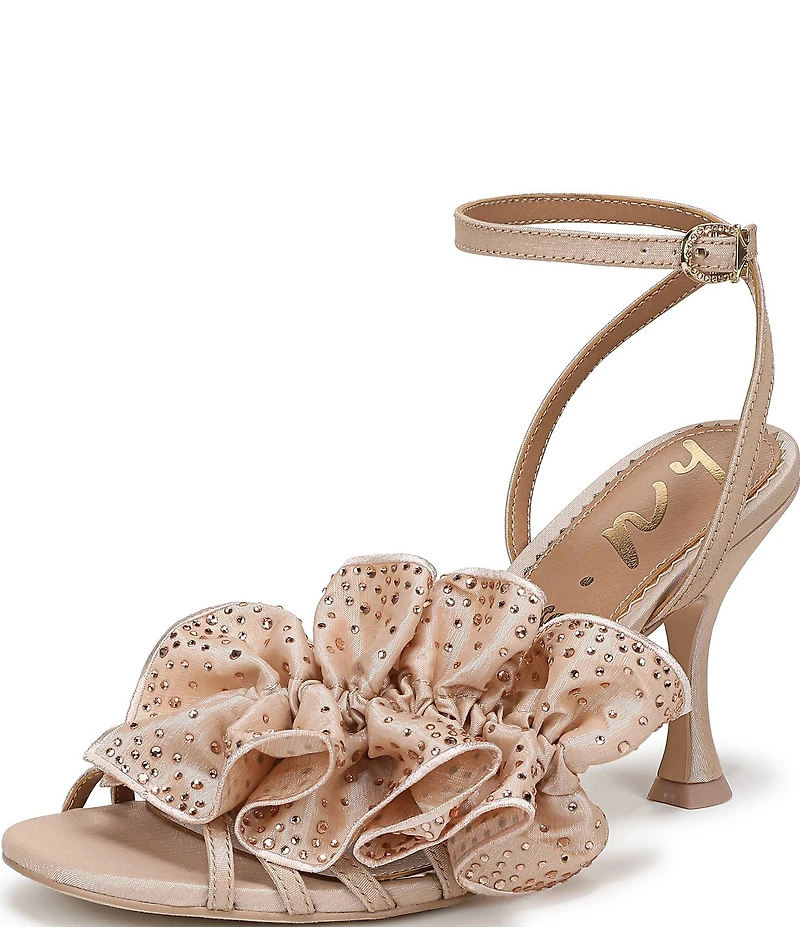Circus NY by Sam Edelman Lucille Embellished Silk Ruffle Ankle Strap Dress Sandals