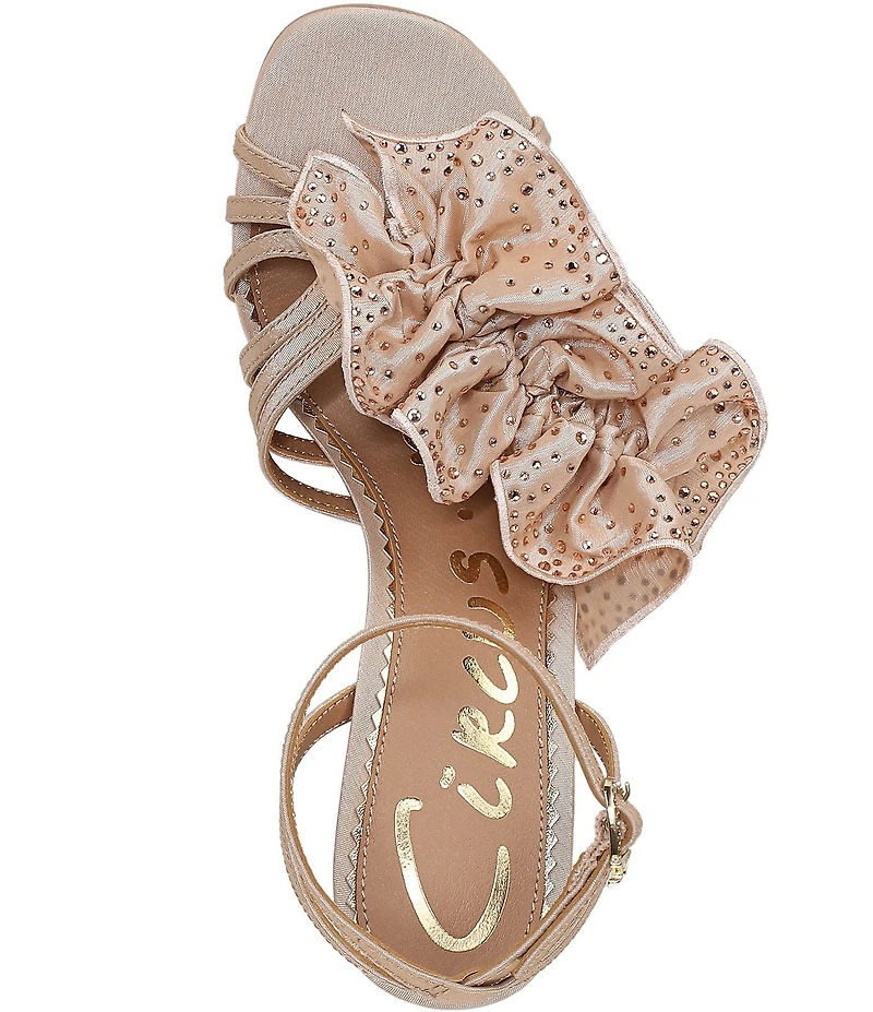 Circus NY by Sam Edelman Lucille Embellished Silk Ruffle Ankle Strap Dress Sandals